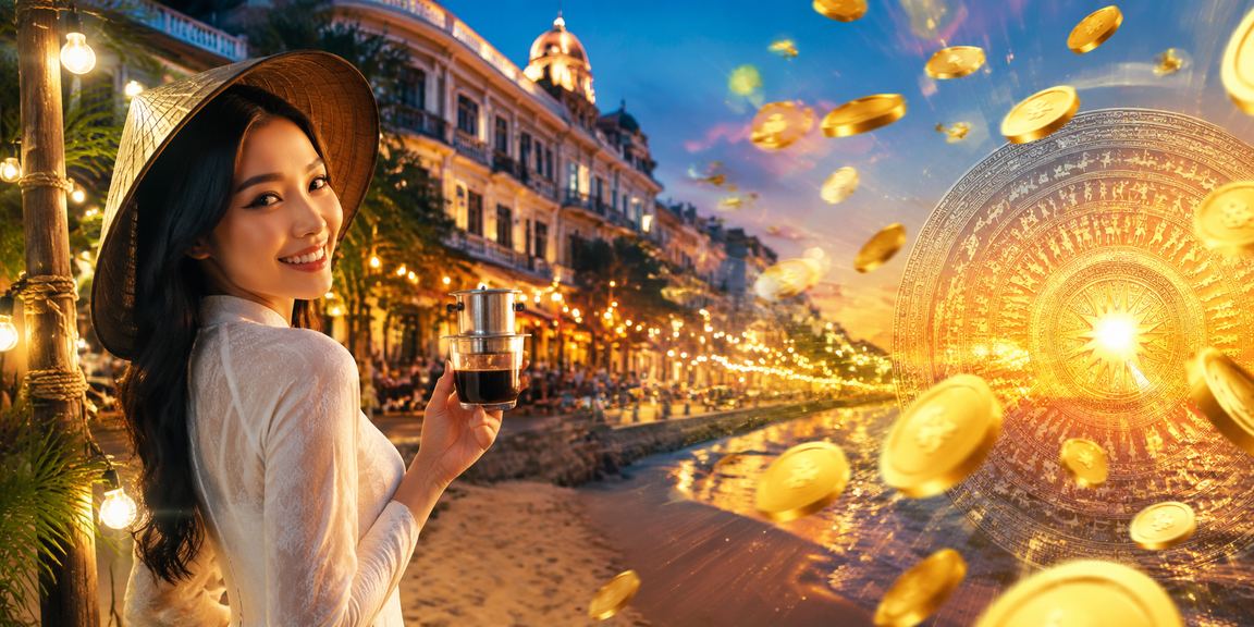 Không gian giải trí casino trực tuyến tại Việt Nam với ánh đèn hiện đại và giao diện bảo mật